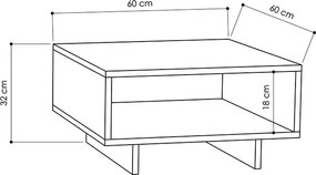 Τραπέζι σαλονιού Hola pakoworld φυσικό-ανθρακί 60x60x32εκ