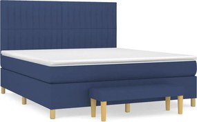 vidaXL Κρεβάτι Boxspring με Στρώμα Μπλε 180x200 εκ. Υφασμάτινο