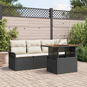 vidaXL Σετ Καναπέ Κήπου 5 pcs Μαύρο και κρεμ 100 x 55 x 73 εκ