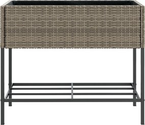 vidaXL Γλάστρες Κήπου με Ράφια 2 τεμ. Γκρι 90x40x75εκ Συνθ. Ρατάν