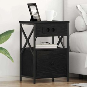 vidaXL Κομοδίνο Μαύρη δρυς 40 x 31 x 60 εκ. Επεξεργασμένο ξύλο