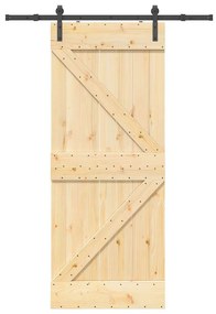 Συρόμενη Μεσόπορτα με Μηχανισμό 85 x 210 εκ. Μασίφ Ξύλο Πεύκου