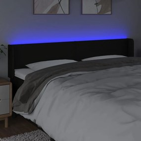 Κεφαλάρι Κρεβατιού LED Μαύρο 163x16x78/88 εκ. Υφασμάτινο 3122964