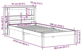 ΣΚΕΛΕΤΟΣ ΚΡΕΒΑΤΙΟΥ ΧΩΡΙΣ ΣΤΡΩΜΑ 75X190 ΕΚ ΜΑΣΙΦ ΞΥΛΟ ΠΕΥΚΟΥ 3305706