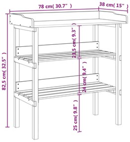 Τραπέζι Φυτών με Ράφια Καφέ 78x38x82,5εκ. από Μασίφ Ξύλο Ελάτης - Καφέ