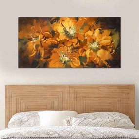 Πίνακας σε καμβά "Orange Flowers" Megapap ψηφιακής εκτύπωσης 120x60x3εκ. 0206108