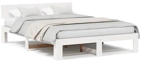vidaXL Σκελετός Κρεβατιού Λευκό 140 x 200 cm Μασίφ ξύλο πεύκου