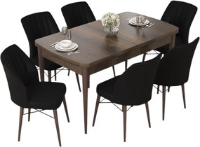Extendable Dining Table &amp; Chairs Set (7 Pieces) Nef - Baroque, Black Baroque
Black