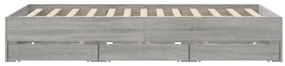 vidaXL Πλαίσιο Κρεβατιού με συρτάρια Γκρι sonoma 140x190εκ. Επεξ. Ξύλο