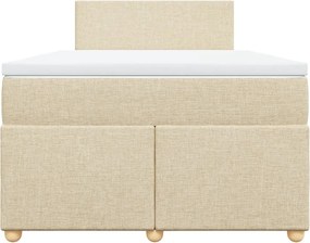 vidaXL Κρεβάτι Boxspring με Στρώμα Κρεμ 120x200 εκ. Υφασμάτινο