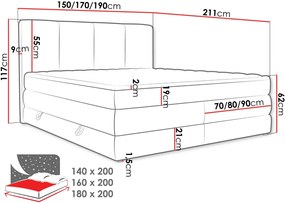 Επενδυμένο κρεβάτι Point-Portokali-140 x 200