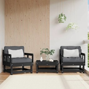 Καρέκλες Κήπου 2 τεμ. Μαύρες από Μασίφ Ξύλο Πεύκου - Μαύρο
