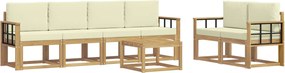vidaXL Σειρά Καναπέ Εξωτερικού με μαξιλάρι 7 pcs Λευκό και Κρεμ