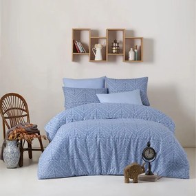 Παπλωματοθήκη Βασιλική (Σετ 2τμχ) Blue Viopros Single 155x240cm 100% Cotton Percale