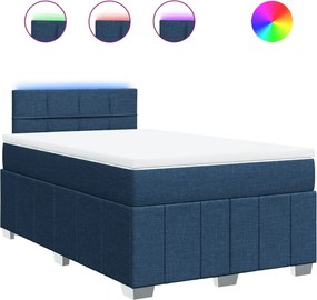 vidaXL Κρεβάτι Boxspring με Στρώμα Μπλε 120x200 εκ. Υφασμάτινο