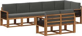 vidaXL Σειρά Καναπέ Εξωτερικού 8 pcs Φυσικό και Ανθρακί Πολυεστέρας