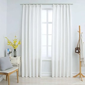 vidaXL Κουρτίνες Συσκότισης με Γάντζους 2 τεμ. Υπόλευκο 140 x 245 εκ.