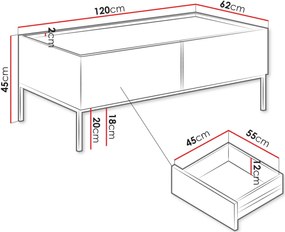 Τραπεζάκι σαλονιού Como 2SZ-Fusiko-Mavro