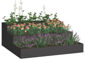 vidaXL Γλάστρα Κήπου 3-Επίπεδη 90x90x35 εκ Μαύρο Ατσάλι