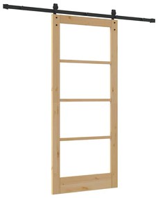vidaXL Συρόμενη Πόρτα ORKDAL Καφέ 86 x 198.5 cm Μασίφ ξύλο πεύκου