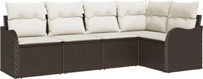 vidaXL Σετ Καναπέ Κήπου 5 pcs Καφέ συνθετικό ρατάν