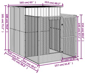 vidaXL Σπιτάκι Σκύλου με Αυλή Αν. Γκρι 165x251x181 εκ Γαλβαν. Χάλυβας