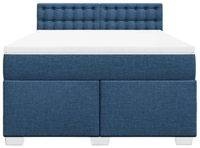 vidaXL Κρεβάτι Boxspring με Στρώμα Μπλε 140x190 εκ. Υφασμάτινο