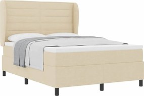 vidaXL Κρεβάτι με ελατήρια με στρώμα Κρεμ 140 x 200 cm ύφασμα