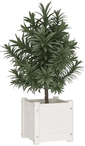 vidaXL Ζαρντινιέρα Λευκή 31 x 31 x 31 εκ. από Μασίφ Ξύλο Πεύκου