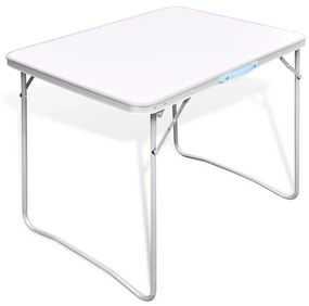 Τραπέζι Camping Πτυσσόμενο 80 x 60 εκ. με Μεταλλικό Σκελετό - Λευκό