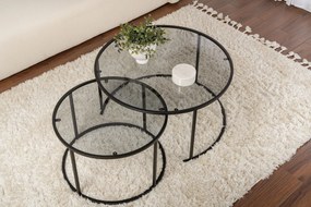 Σετ Τραπεζιών Σαλονιού Μαύρο CEVEGE 60x60x39