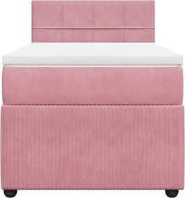 vidaXL Κρεβάτι Boxspring με Στρώμα Ροζ 90x200 εκ. Βελούδινο