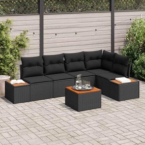 vidaXL Σετ Καναπέ Κήπου με μαξιλάρι 6 pcs Μαύρο Πολυ ράταν