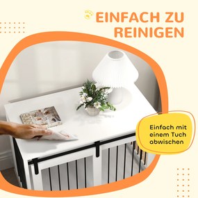 PawHut Κλουβί Σκύλου με Συρόμενη Πόρτα, Αερισμός, Πλάκα Μοριοσανίδων και Ατσάλι, 98 x 58 x 61 cm, Καρυδιά