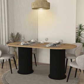 Τραπέζι Bohema Megapap χρώμα μαύρο - sepet oak 180x90x77,7εκ.