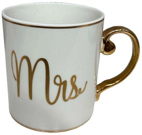 Κούπα Mrs Love 028843 8x8x9cm White-Gold Πορσελάνη