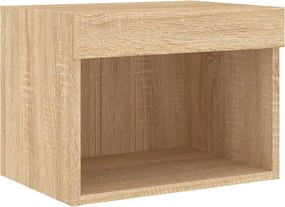 vidaXL Κομοδίνο Επιτοίχιο με Φώτα LED Sonoma Δρυς