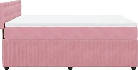 vidaXL Κρεβάτι Boxspring με Στρώμα Ροζ 140x200 εκ. Βελούδινο