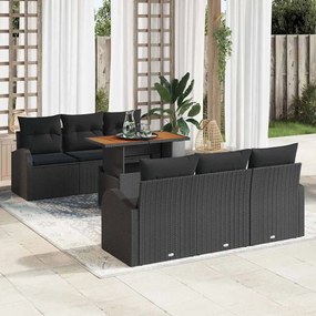 vidaXL Σετ Καναπέ Κήπου με μαξιλάρι 7 pcs Μαύρο 100 x 55 x 73 εκ