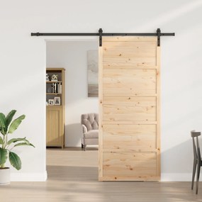 vidaXL Συρόμενη Πόρτα Καφέ 100 x 208 εκ. Μασίφ ξύλο πεύκου