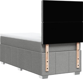 vidaXL Κρεβάτι Boxspring με Στρώμα Ανοιχτό Γκρι 90x190 εκ. Υφασμάτινο