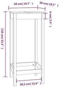 ΤΡΑΠΕΖΙ ΜΠΑΡ ΛΕΥΚΟ 50 X 50 X 110 ΕΚ. ΑΠΟ ΜΑΣΙΦ ΞΥΛΟ ΠΕΥΚΟΥ 833264