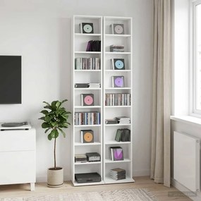 vidaXL Ντουλάπα CD 2 τμχ. Λευκό 33 x 23,5 x 175 εκ. Επεξεργασμένο Ξύλο