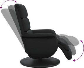 vidaXL Πολυθρόνα Ανακλινόμενη με Υποπόδιο Μαύρη από Συνθετικό Δέρμα