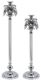 Artekko Ασημί Διακοσμητικά Κηροπήγια Αλουμινίου (14x14x51)cm Σετ/2 Artekko 83373