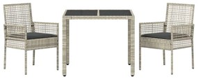 vidaXL Σέτ φαγητού για κήπο 3 pcs Ανοιχτό γκρι συνθετικό ρατάν