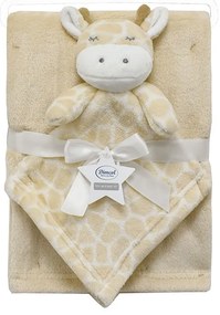 Νάνι-Πανάκι Παρηγοριάς Giraffe 05 Με Βρεφική Κουβέρτα Coral Fleece (Σετ 2τμχ) Beige DimCol Αγκαλιάς Πολυέστερ