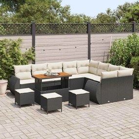 vidaXL Σετ Καναπέ Κήπου 13 pcs Μαύρο και κρεμ 110 x 55 x 71 εκ
