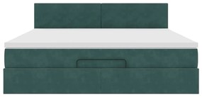 vidaXL Οθωμανικό κρεβάτι με στρώμα & LEDs Dark Green 180x200cm Velvet