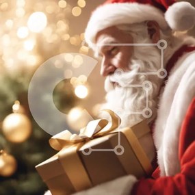 Intra Συλλεκτικό Ξύλινο Παζλ Plywood  4mm - Άγιος Βασίλης με ανοιχτό κουτί δώρου Σε Ξύλινο Κουτί - Διαστάσεις: 10x10 cm – 25 κομμάτια